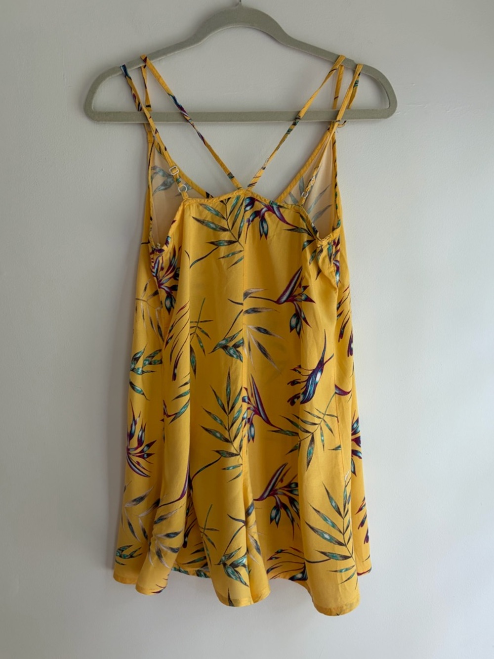 Roxy Yellow Tropical Print Spaghetti Strap Shorts Romper Size S - Picture 4 of 6